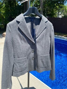 Classic Gray Women's Wool Blazer Jacket New with Tags